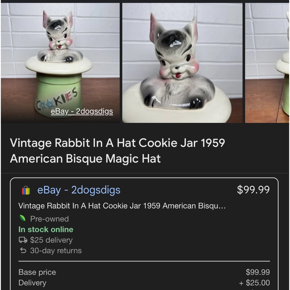 Vintage bunny cookie jar - Picture 3 of 4